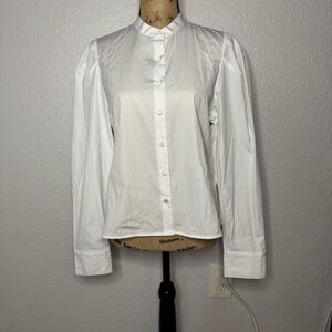 NWT Madewell Puff Sleeve Button Up Shirt White sz M Office Formal Classic NW627